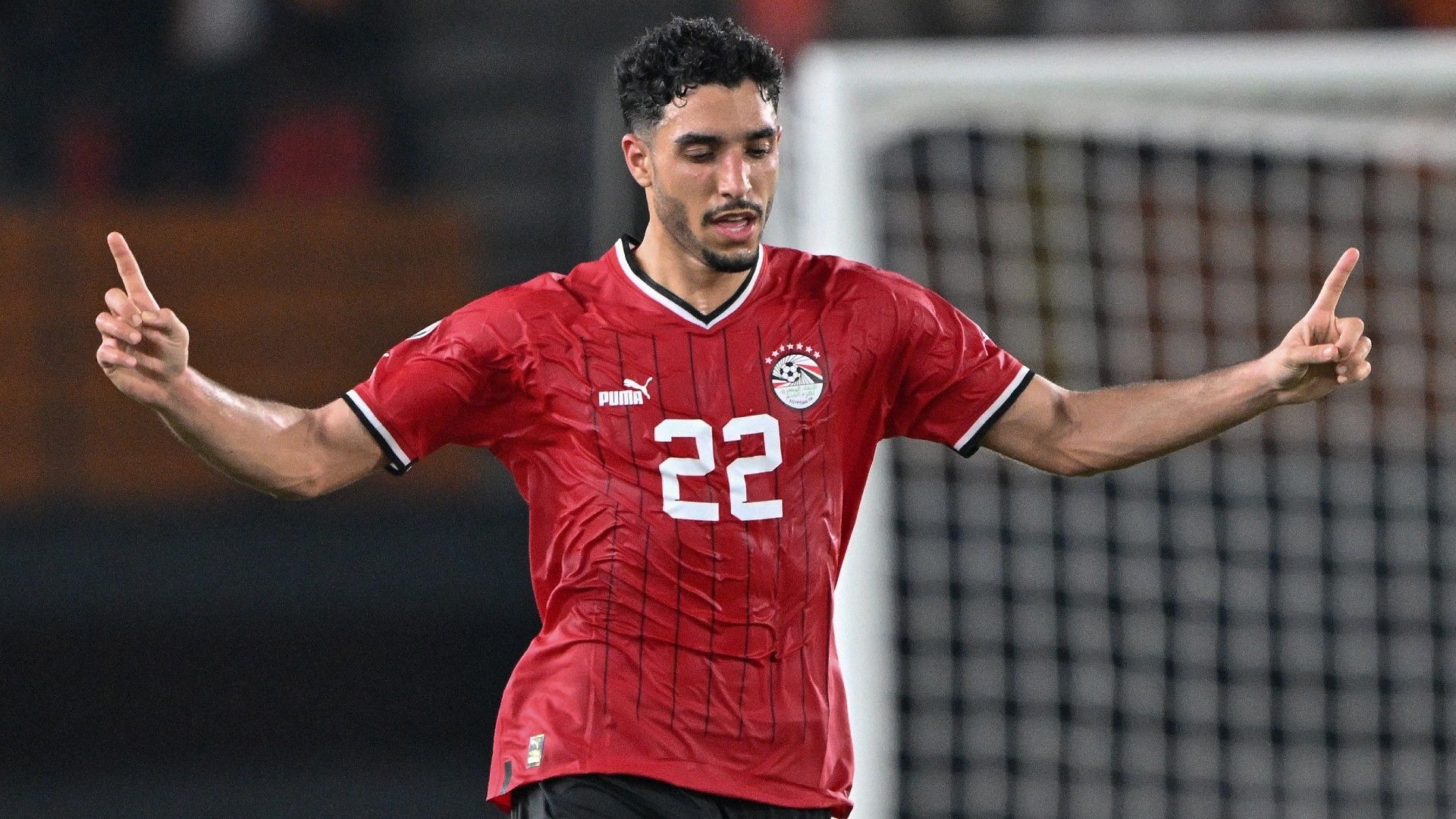 Egypt's forward #22 Omar Marmoush celebrates