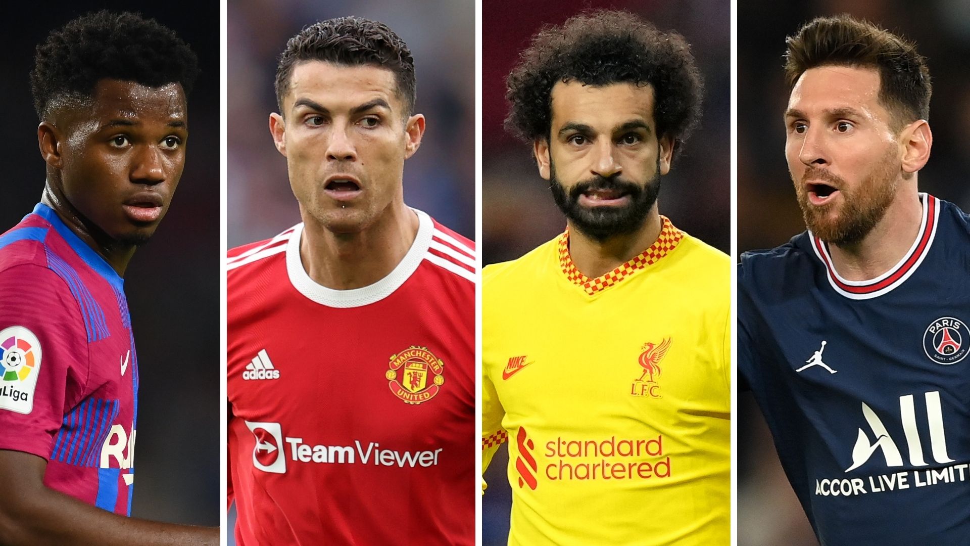 Ansu Fati Cristiano Ronaldo Mohamed Salah Lionel Messi