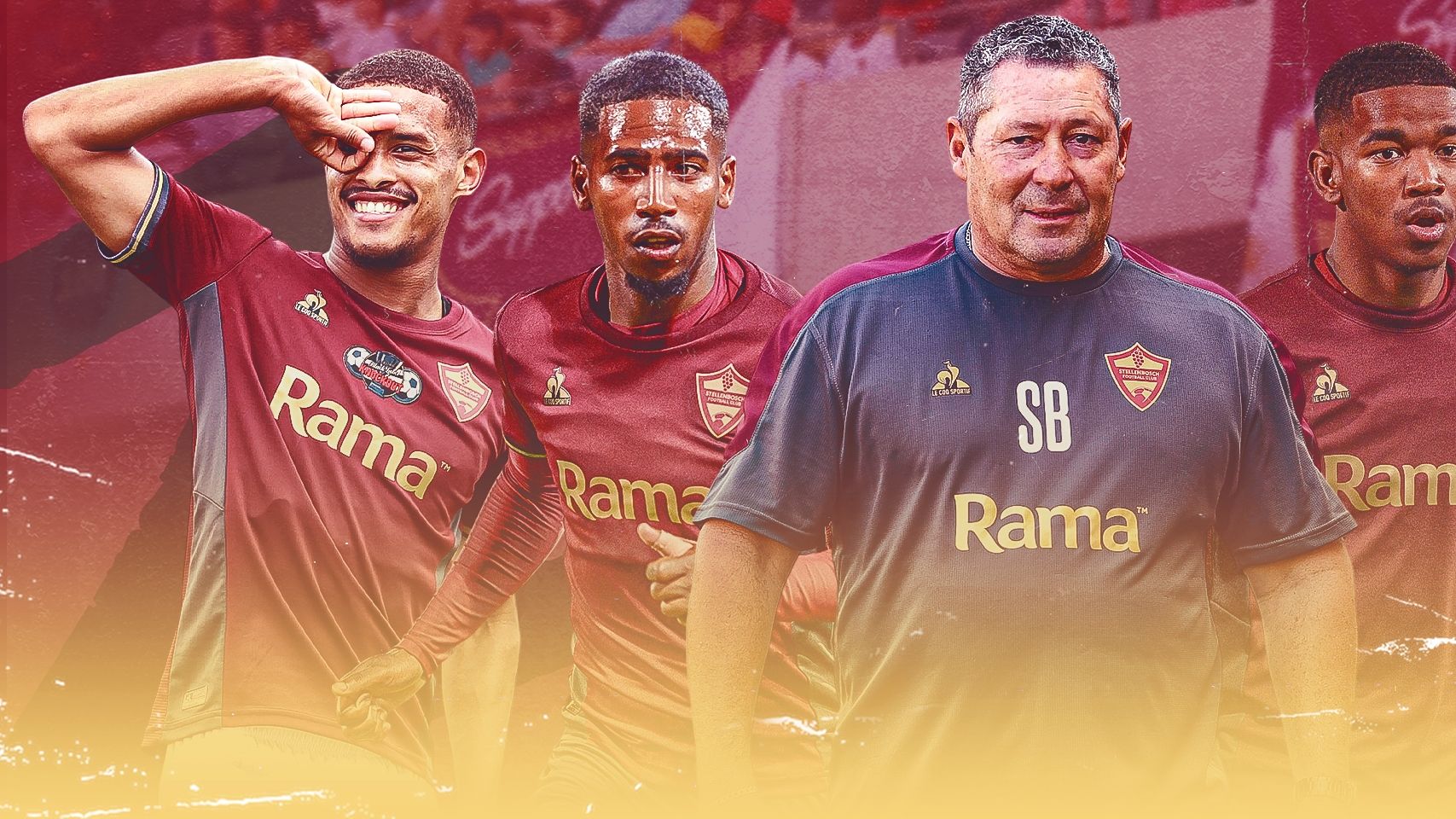 Steve Barker, Deano van Rooyen, Devin Titus and Jayden Adams of Stellenbosch FC