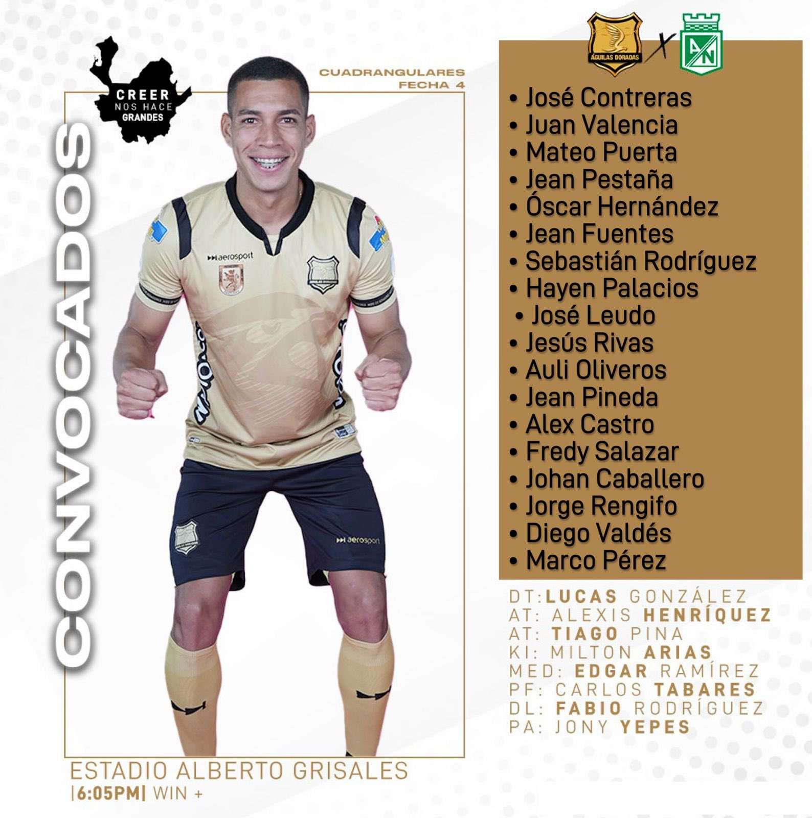 Convocados Águilas Doradas Fecha 24 Liga BetPlay 2023