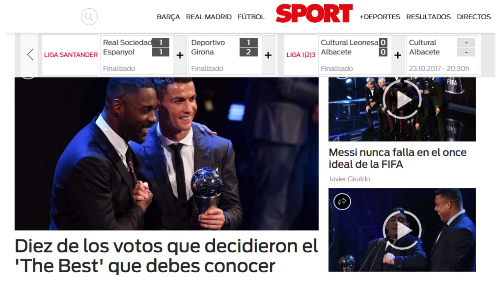 Repercussão CR7 imprensa internacional 23 10 2017