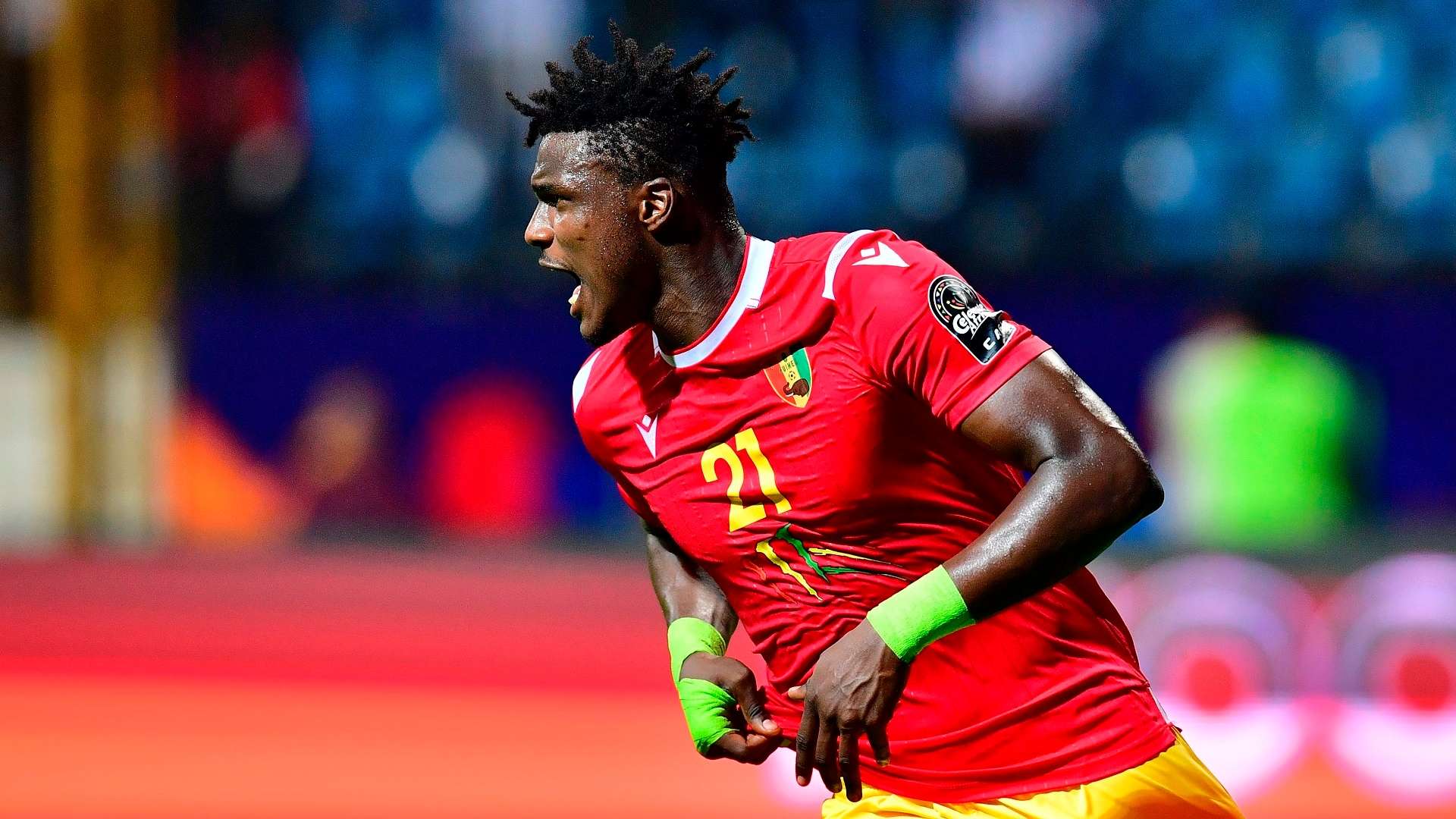 Guinea's forward Sory Kaba celebrates his goal during the 2019 Africa Cup of Nations
