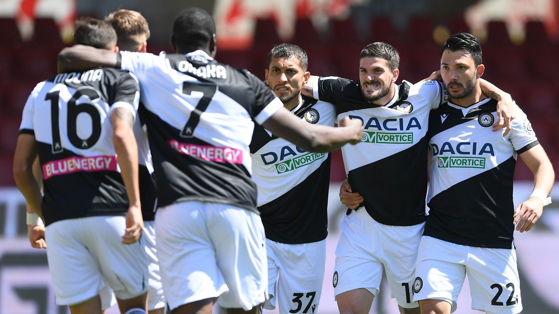Udinese celebrating