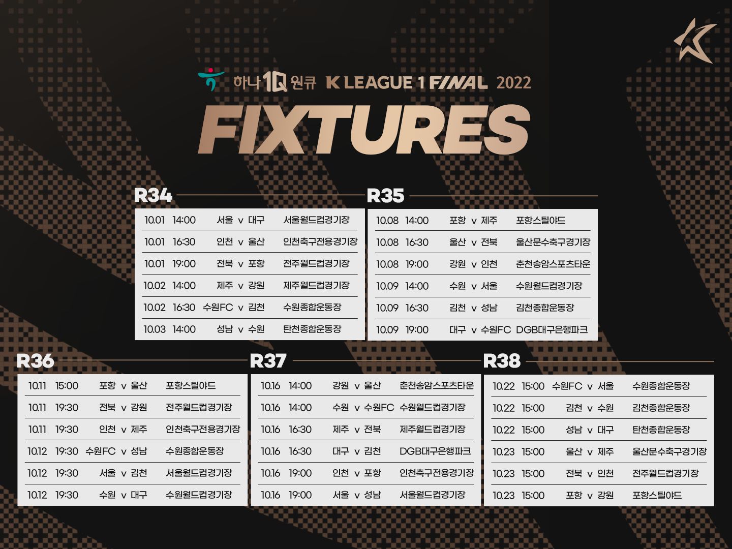 2022 파이널 라운드 일정