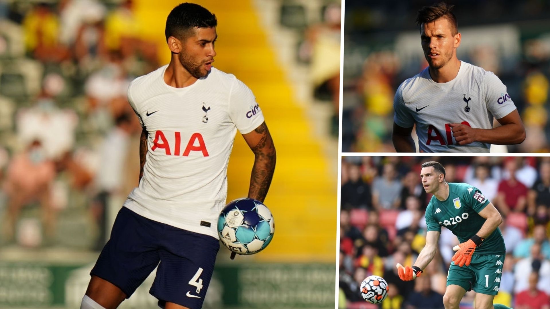 Emiliano Martínez, Giovani Lo Celso y Cristian Romero con Tottenham y Aston Villa