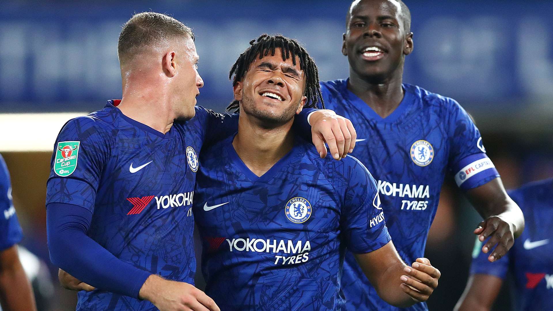 Reece James with Ross Barkley and Marc Guehi at Chelsea