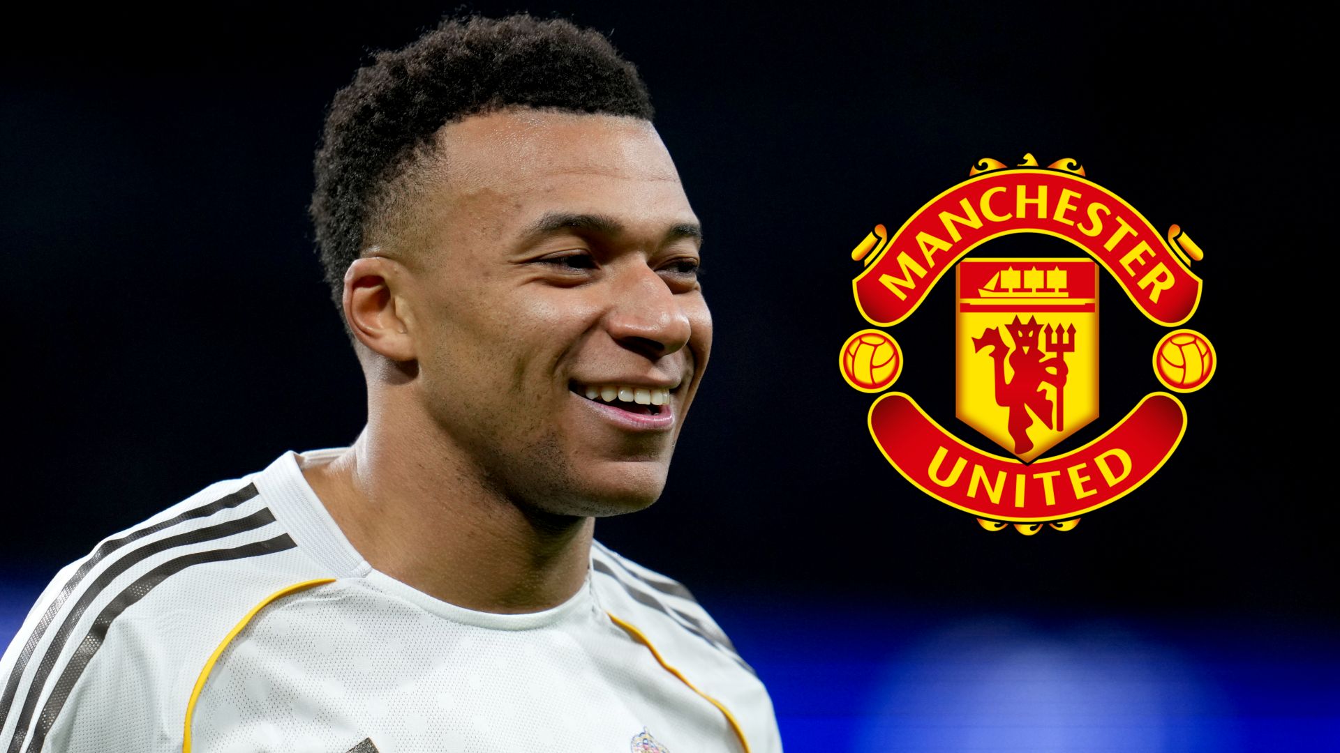 Kylian Mbappe Manchester United crest 2025-26
