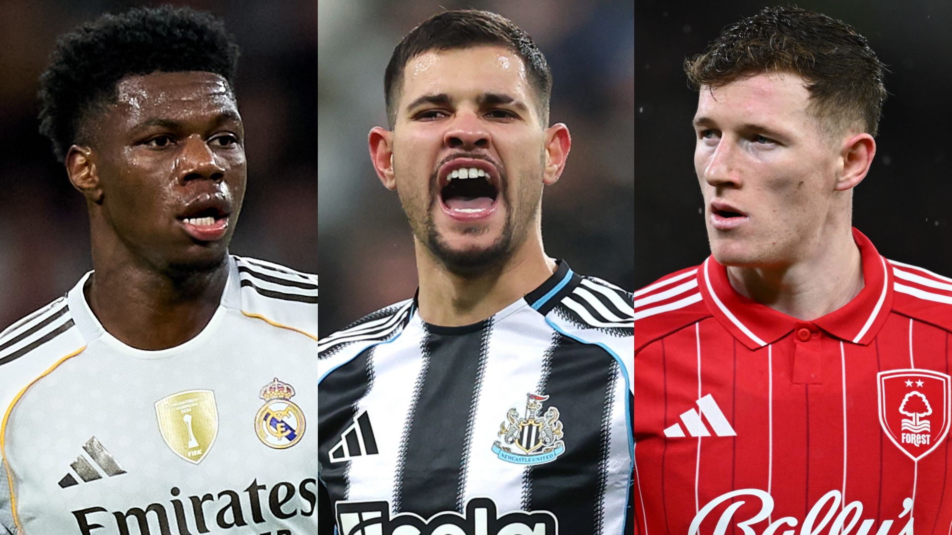 Aurelien Tchouameni Bruno Guimaraes Elliot Anderson 2025-26