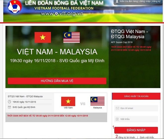 Mua vé online ĐT Việt Nam Bán kết AFF Cup