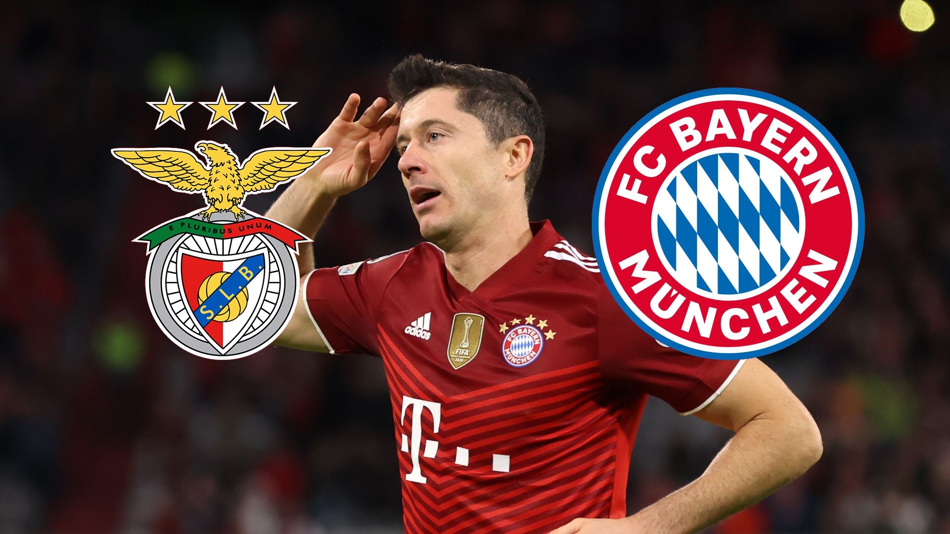 Robert Lewandowski 2021 Bayern logo Benfica