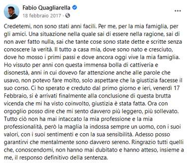 Quagliarella post Facebook