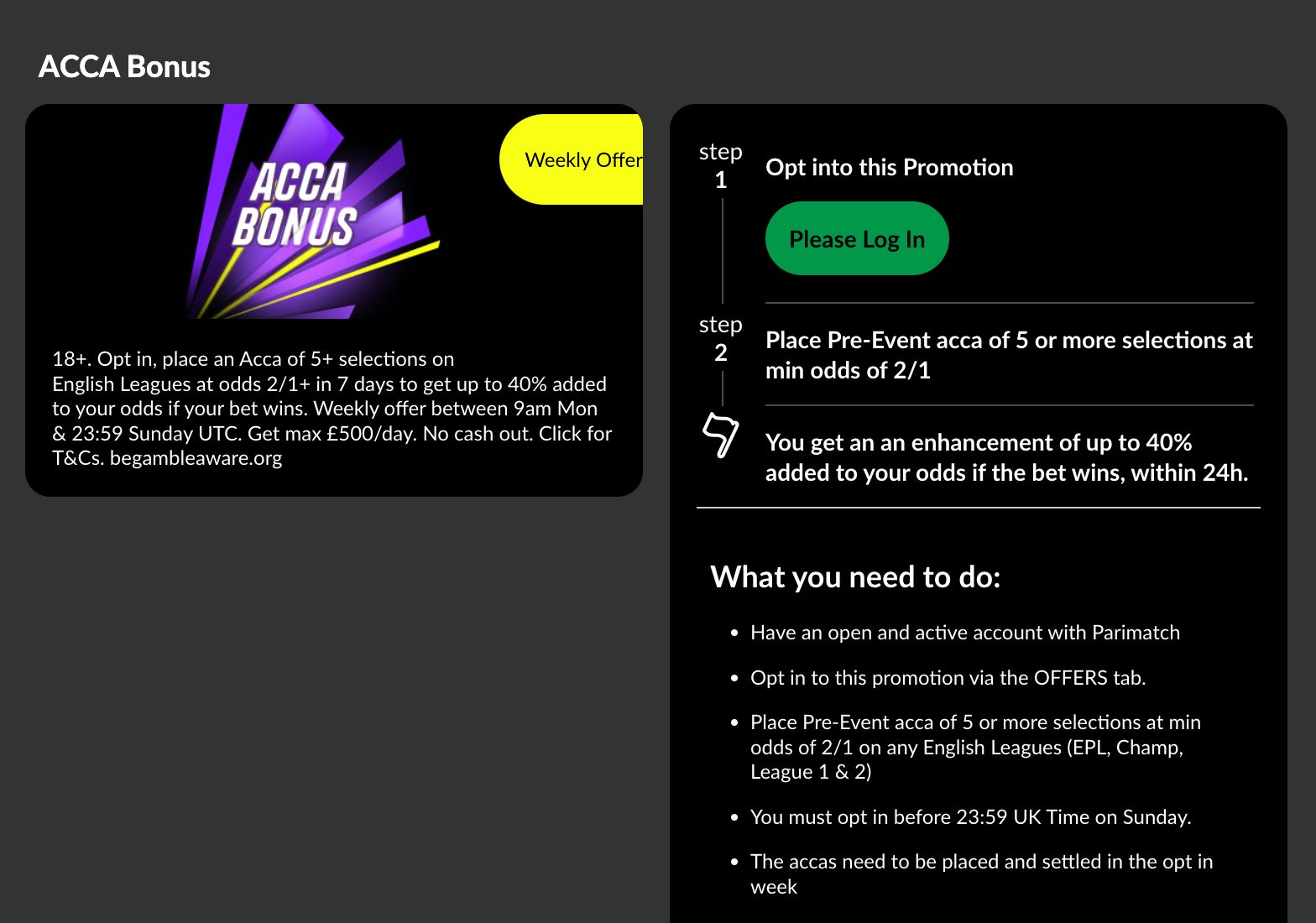 Parimatch acca bonus