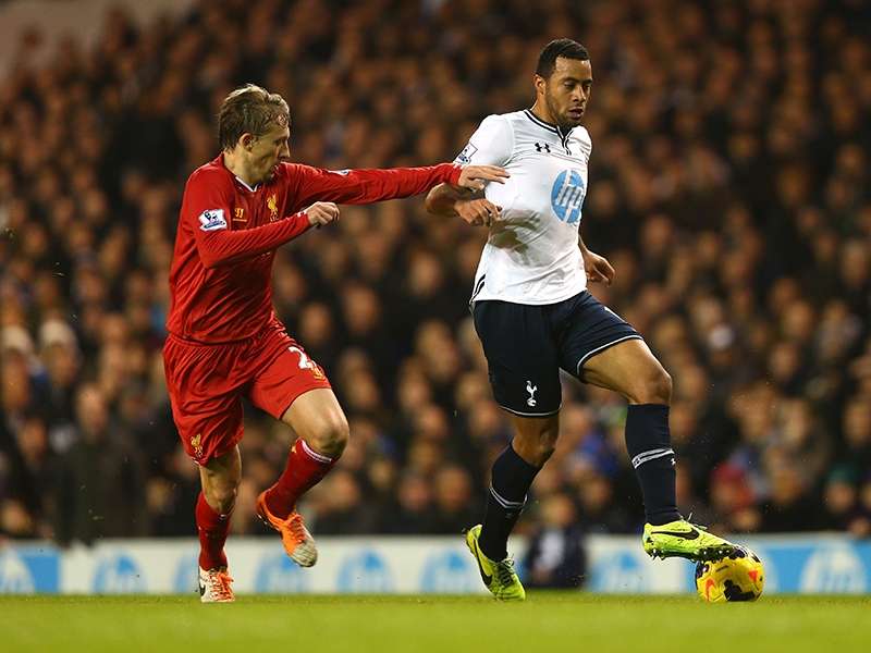 Lucas Leiva; Mousa Dembele Tottenham Hotspur v Liverpool - English Premier League 12152013