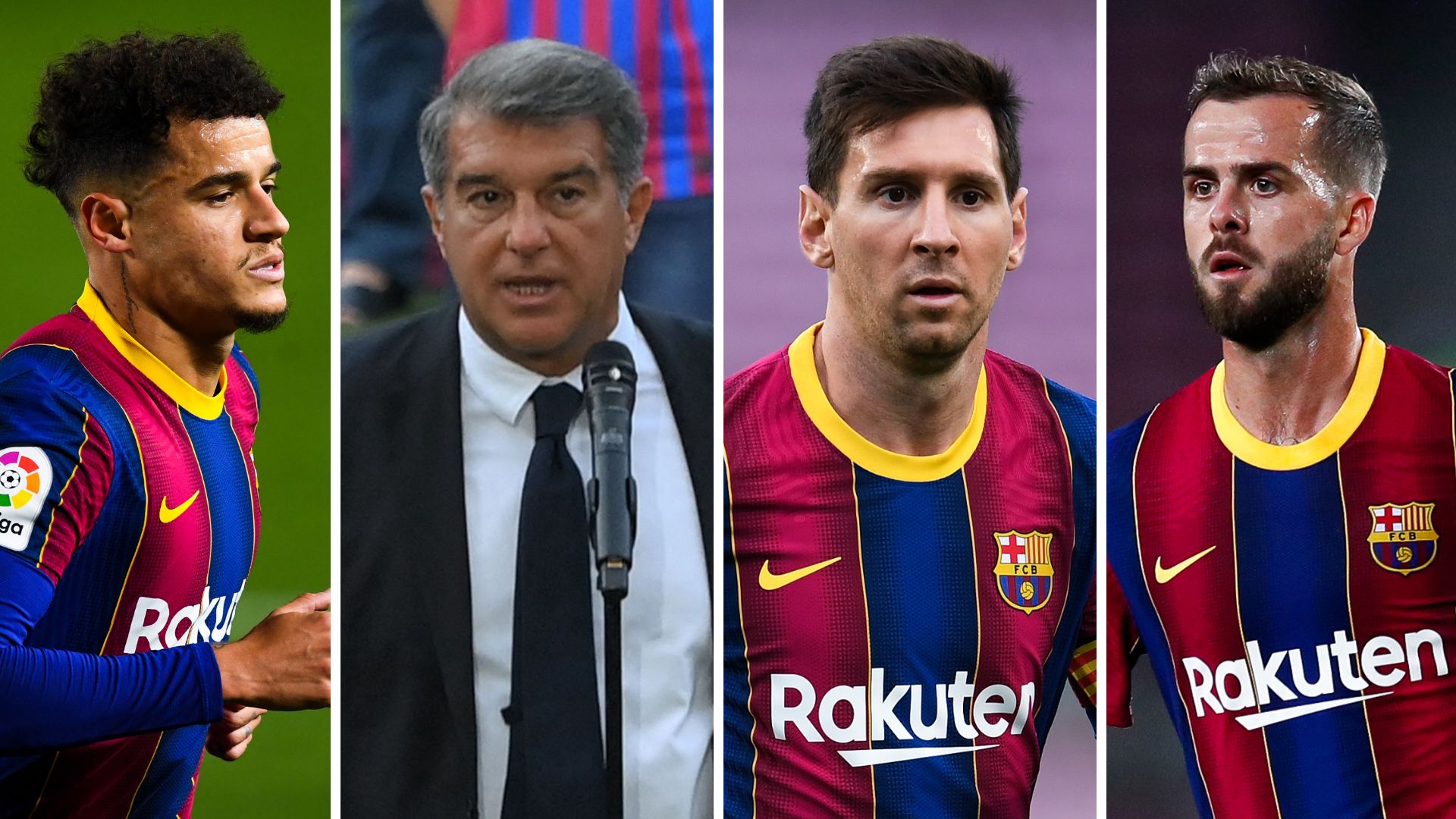 Barcelona Coutinho Messi Joan Laporta Pjanic