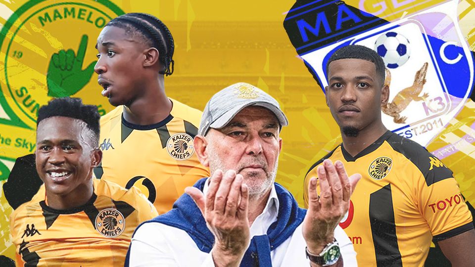 Nasreddine Nabi, Samkelo Zwane, Mduduzi Shabalala and Rushwin Dortley of Kaizer Chiefs