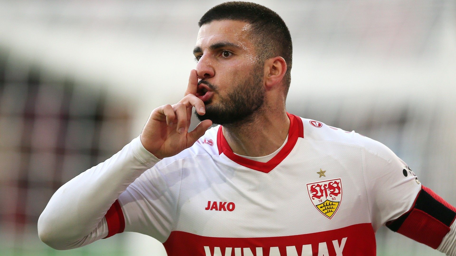 Deniz Undav of VfB Stuttgart celebrates scoring 