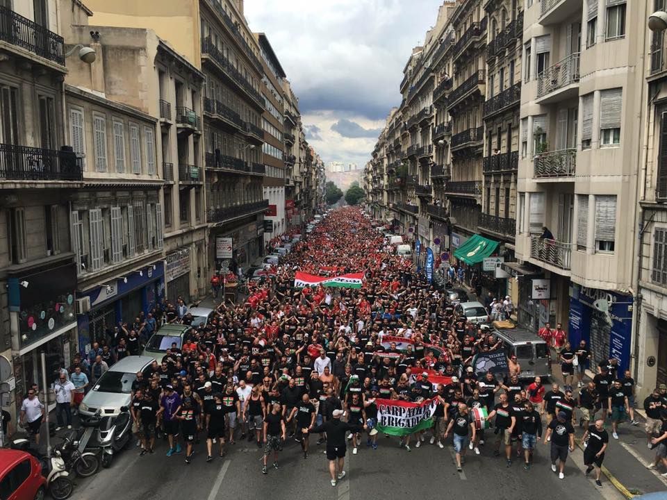 Hungarian ultras in Marseille 2016