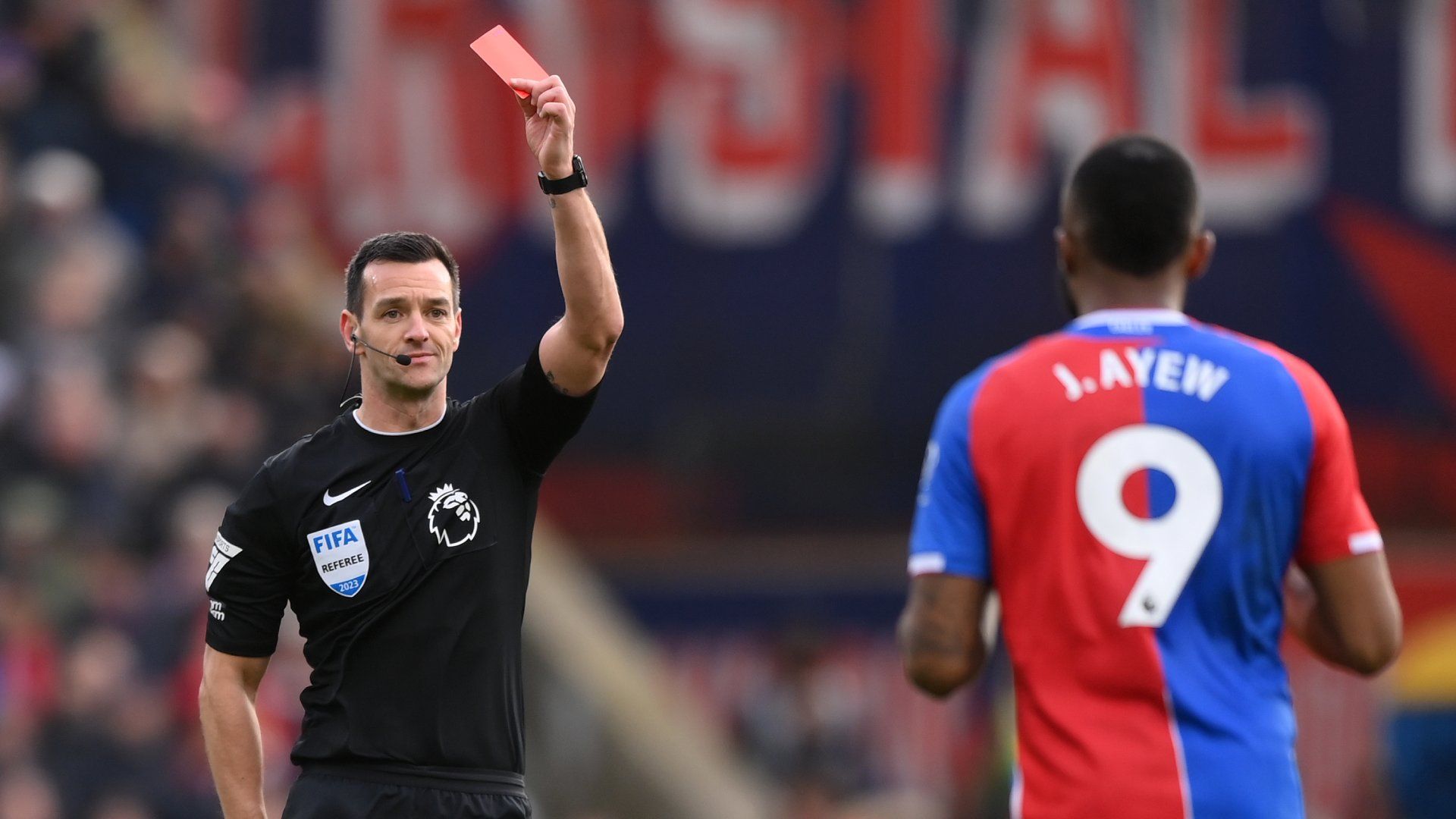 Jordan Ayew red card Crystal Palace 2023-24