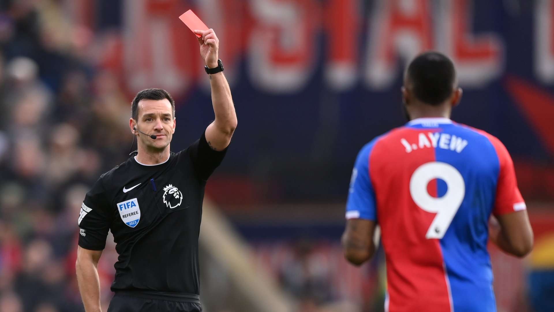 Jordan Ayew red card Crystal Palace 2023-24