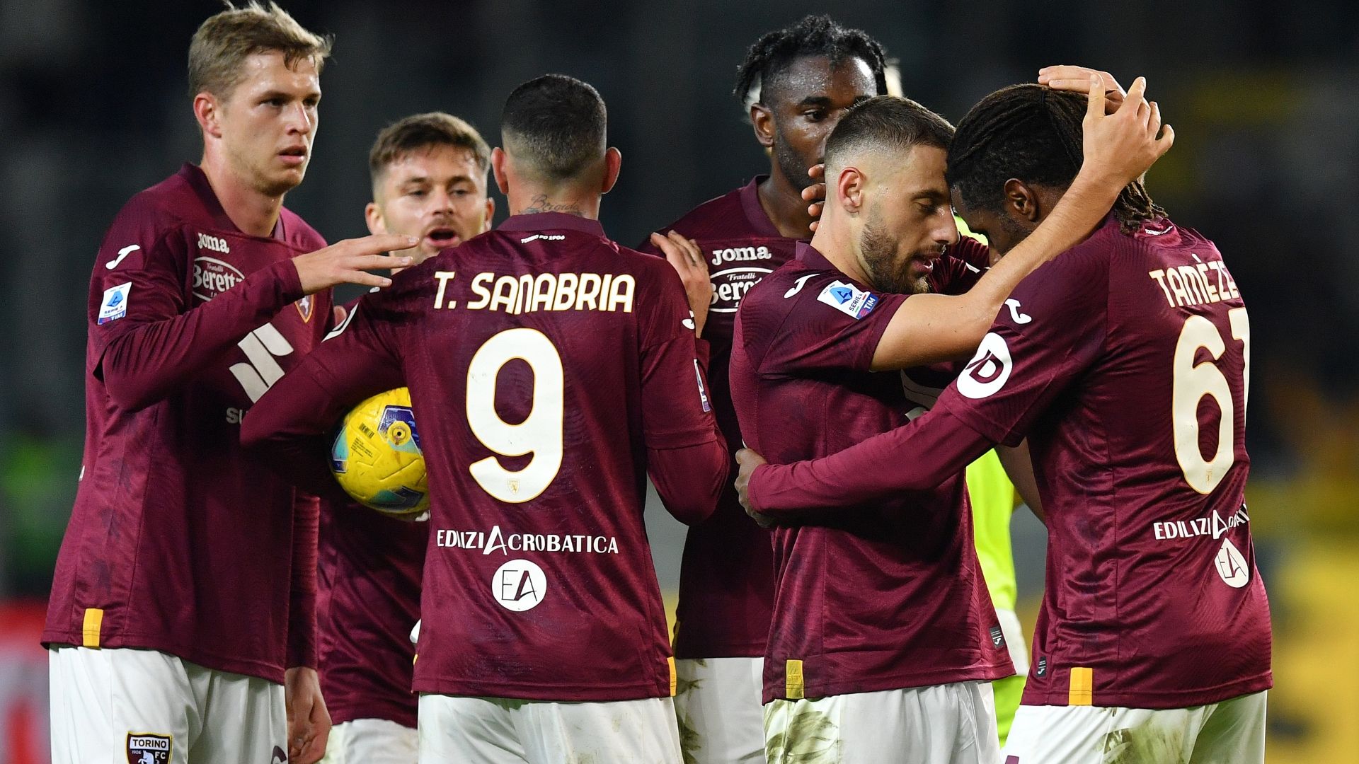Torino celebrates goal against Sassuolo Serie A