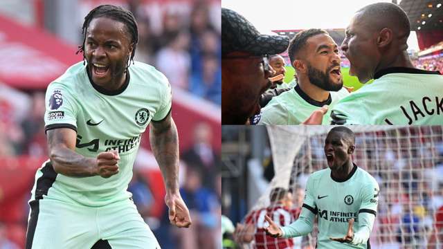 Chelsea celebrating win over Nottingham Forest 2023-24