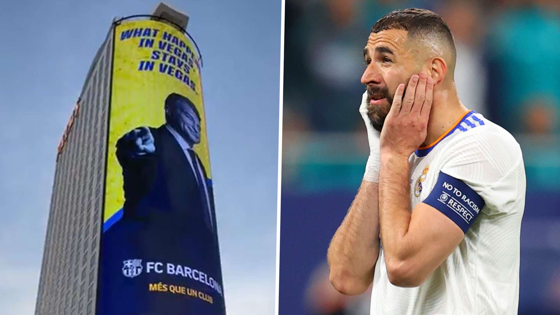 Barcelona Joan Laporta billboard Karim Benzema Real Madrid