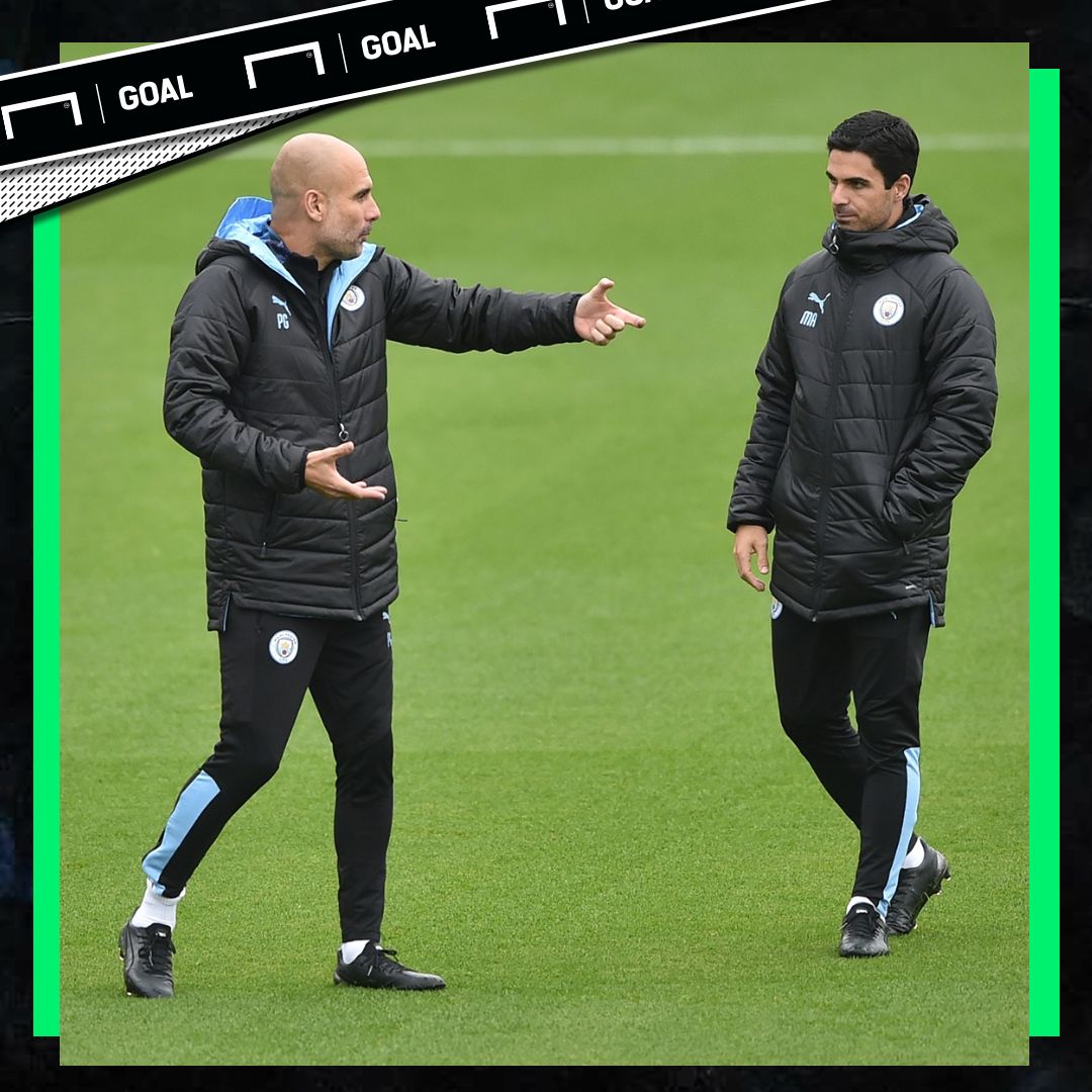 Mikel Arteta Pep Guardiola Man City PS