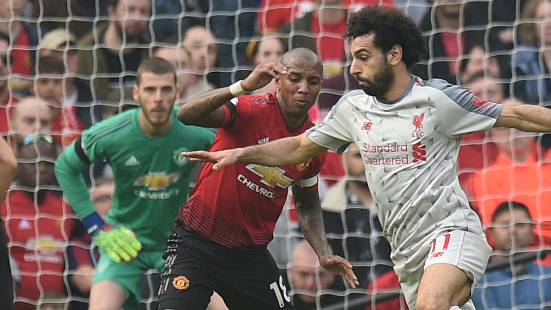 De Gea, Young y Salah, Manchester United-Liverpool