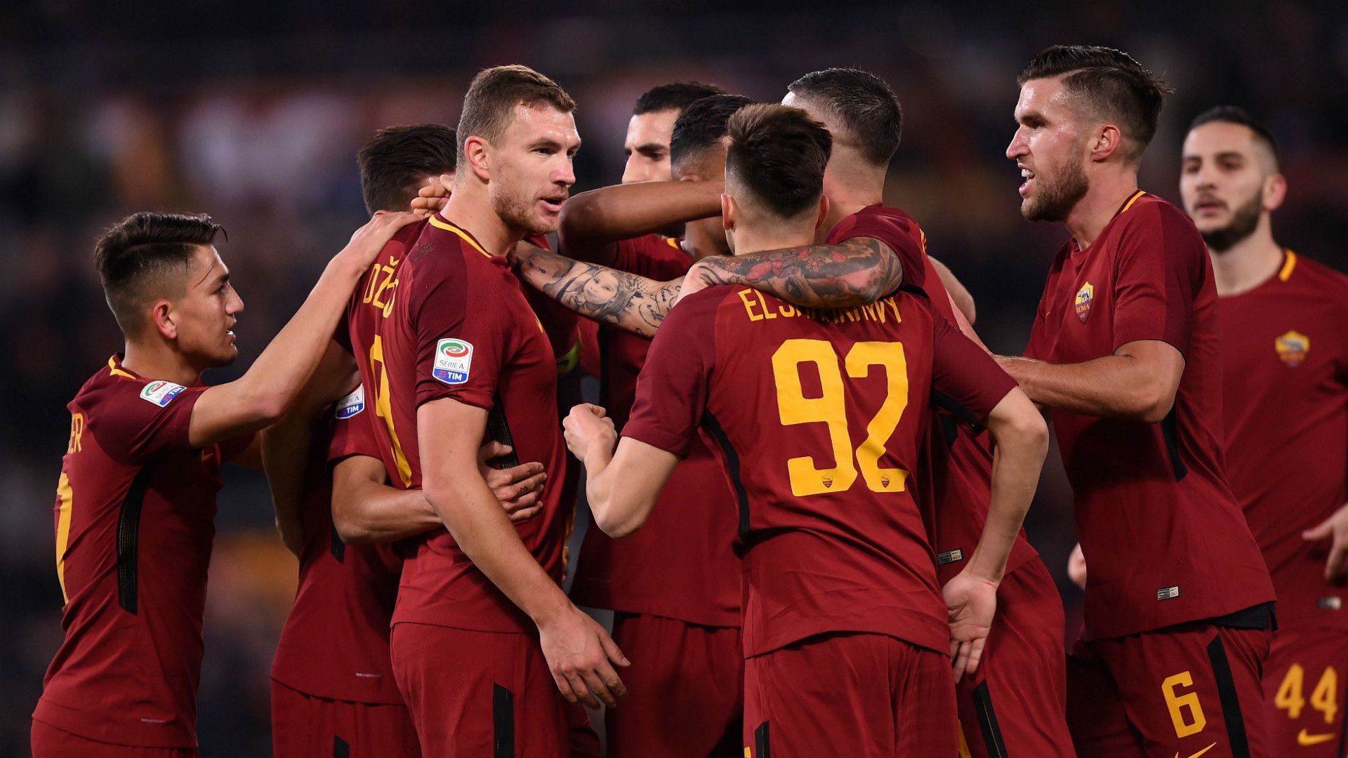 Roma celebrating SPAL Serie A