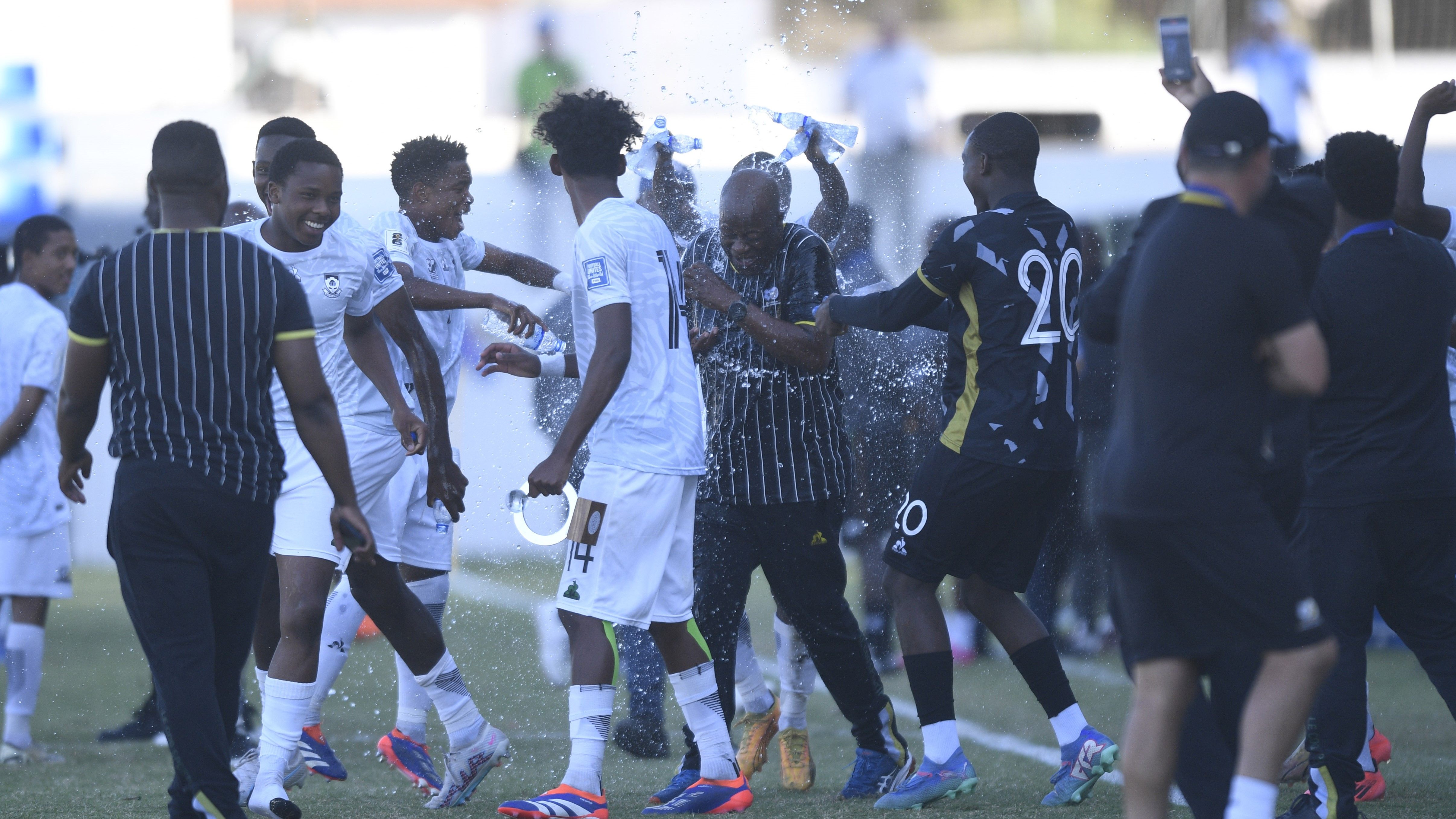 Coach Raymond Mdaka and Amajita during the Cosafa U20 qualifier against Zambia in 2024
