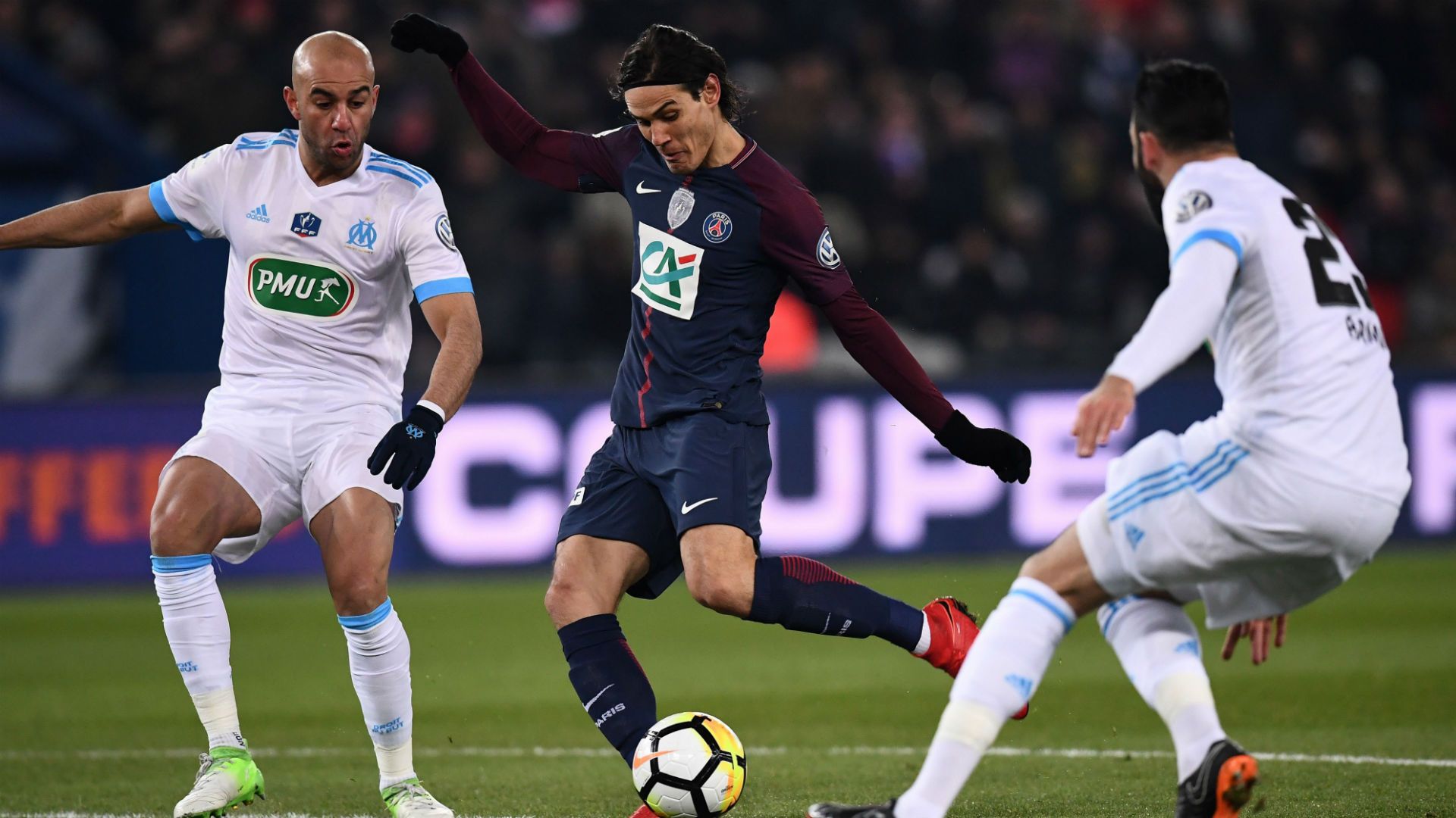 Aymen Abdennour Adil rami Edinson Cavani PSG Marseille Coupe de France 28022018