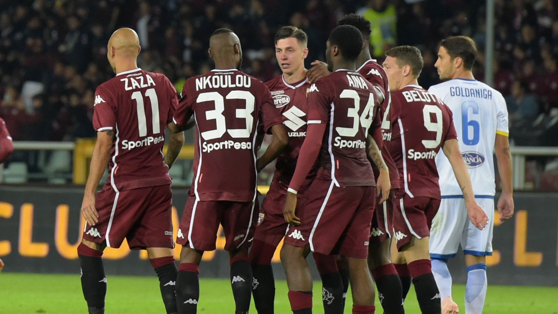 Torino players celebrating Torino Frosinone Serie A