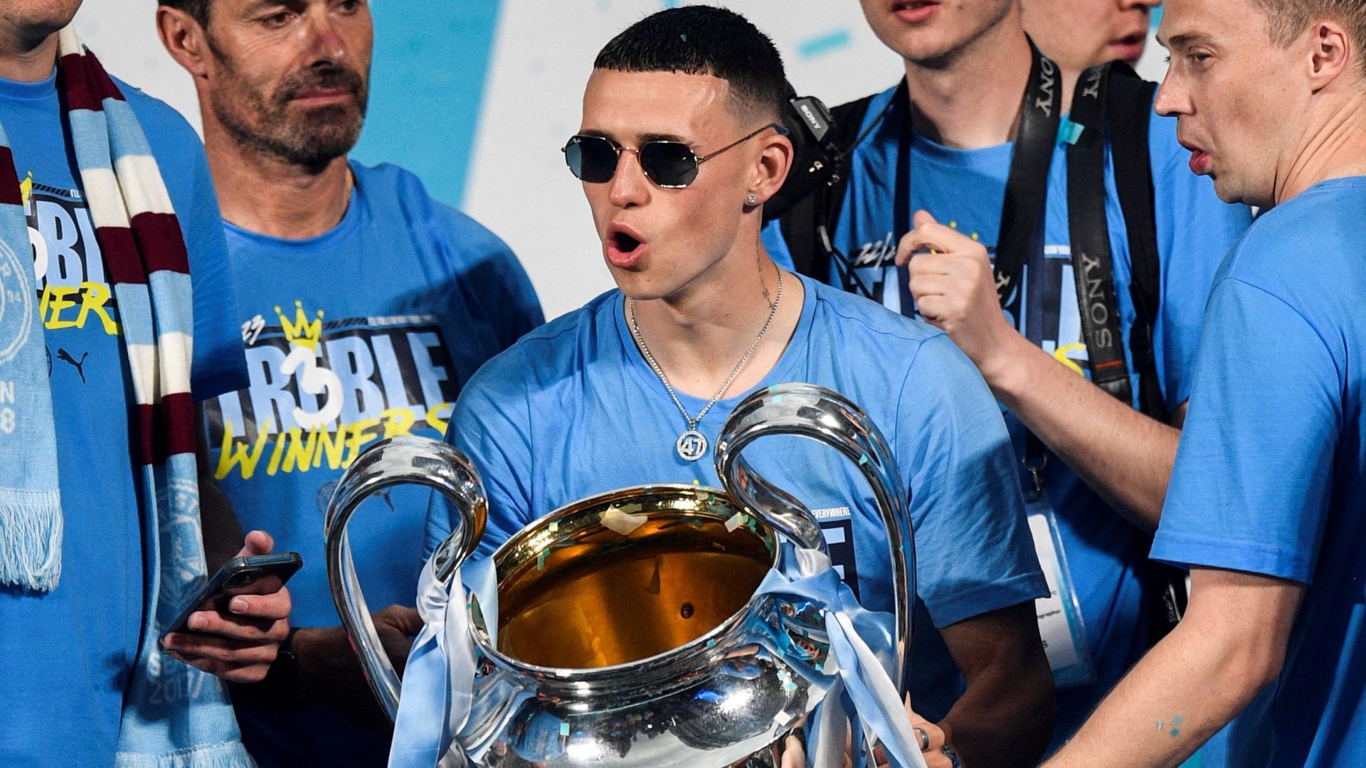 Phil Foden Champions League trophy