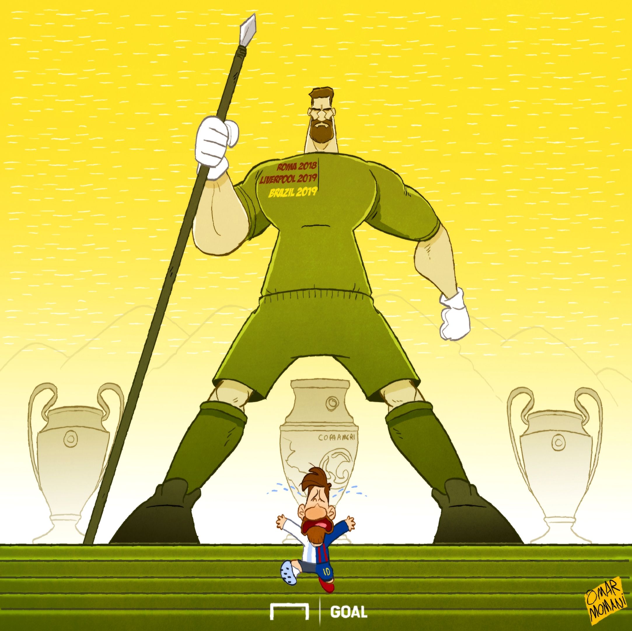 Cartoon - Alisson, The Anti-Messi
