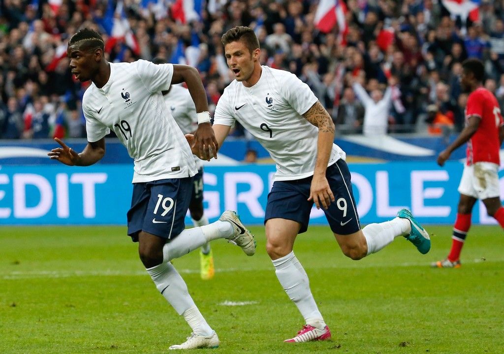 Paul Pogba Olivier Giroud France Norway Friendly 05272014