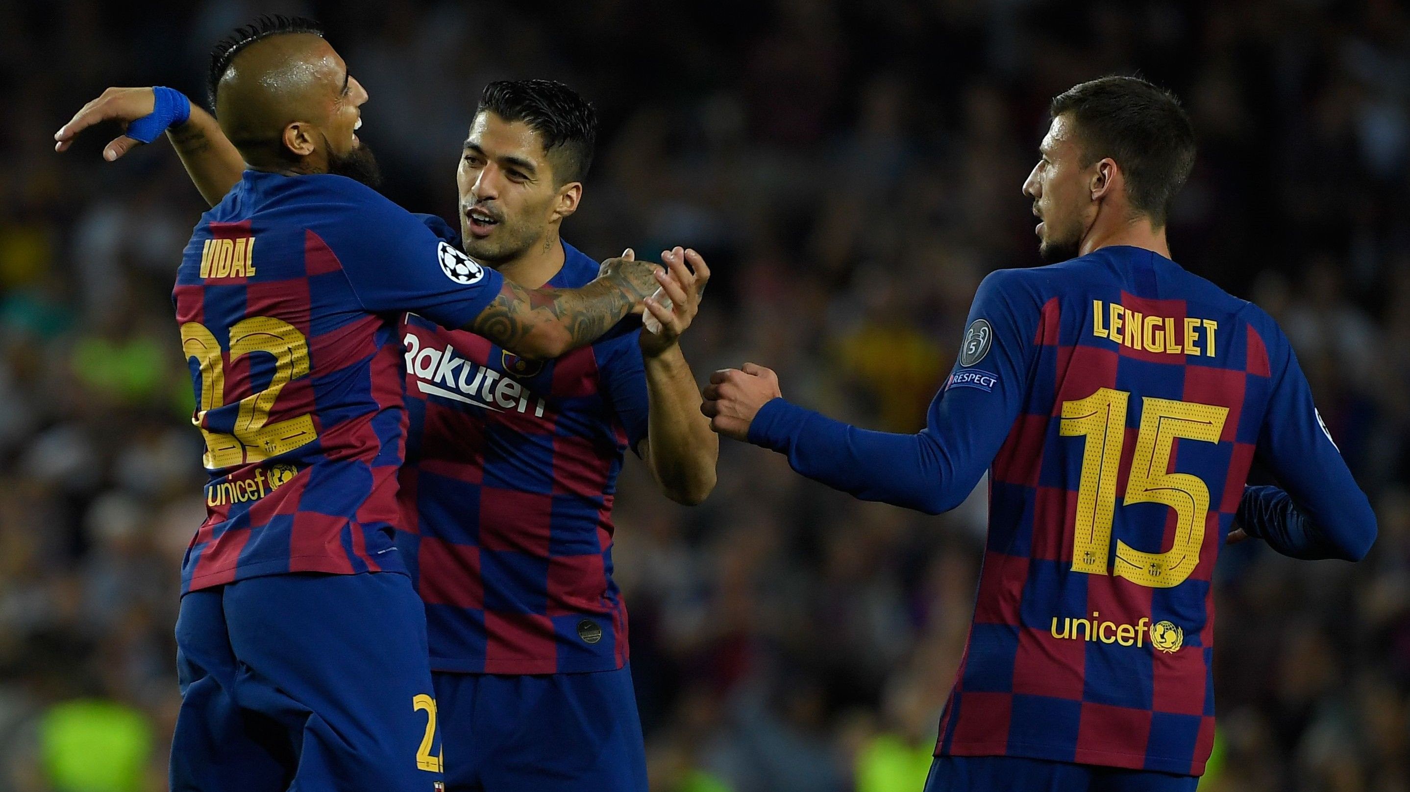 Luis Suarez Arturo Vidal Clement Lenglet Barcelona Inter UCL 02102019