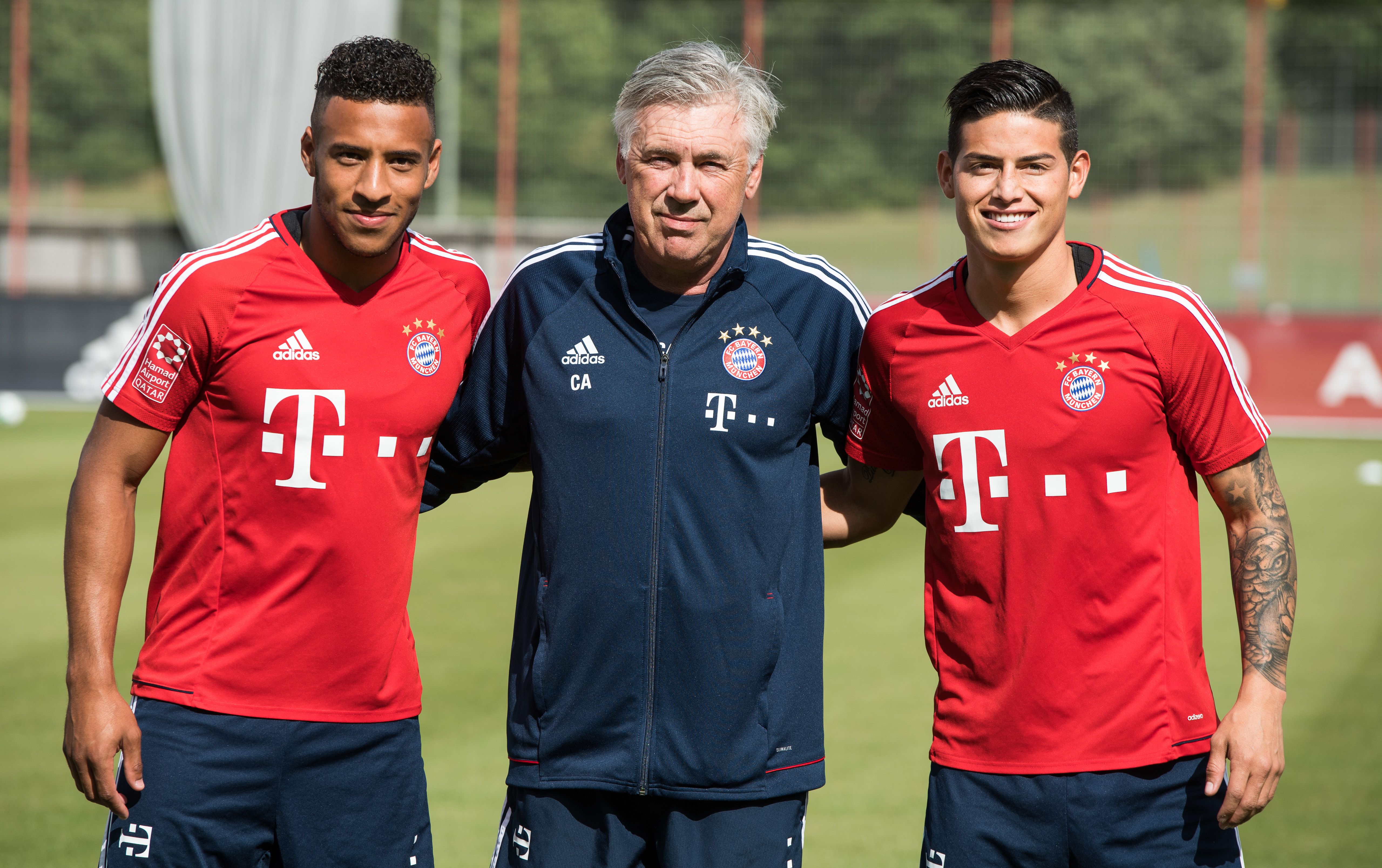 Carlo Ancelotti James Rodriguez Corentin Tolisso Bayern München Training 12072017