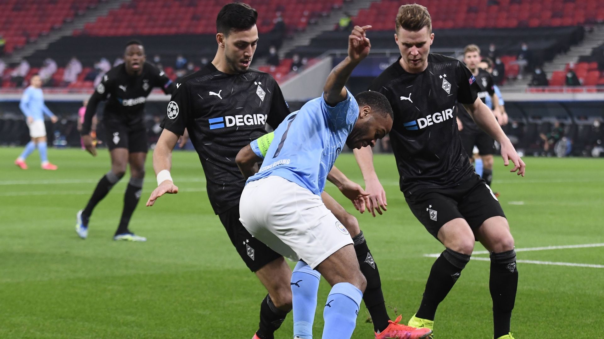 Ramy Bensebaini Nico Elvedi Raheem Sterling Borussia Monchengladbach Manchester City Champions League 24022021