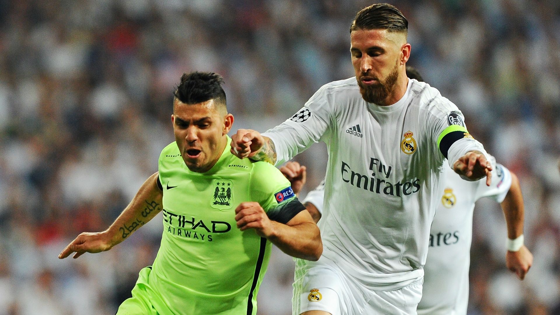 Sergio Ramos, Sergio Aguero, Real Madrid, Manchester City, Champions League, 20160504