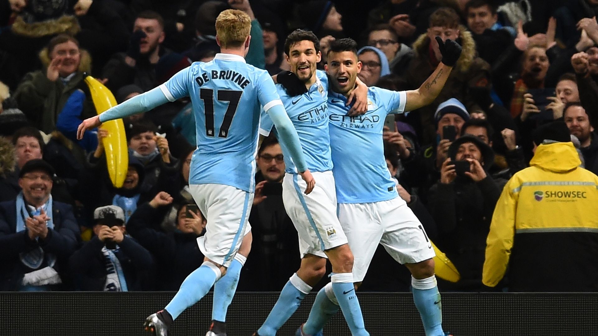 Kevin de Bruyne Sergio Aguero Manchester City Everton 01272016