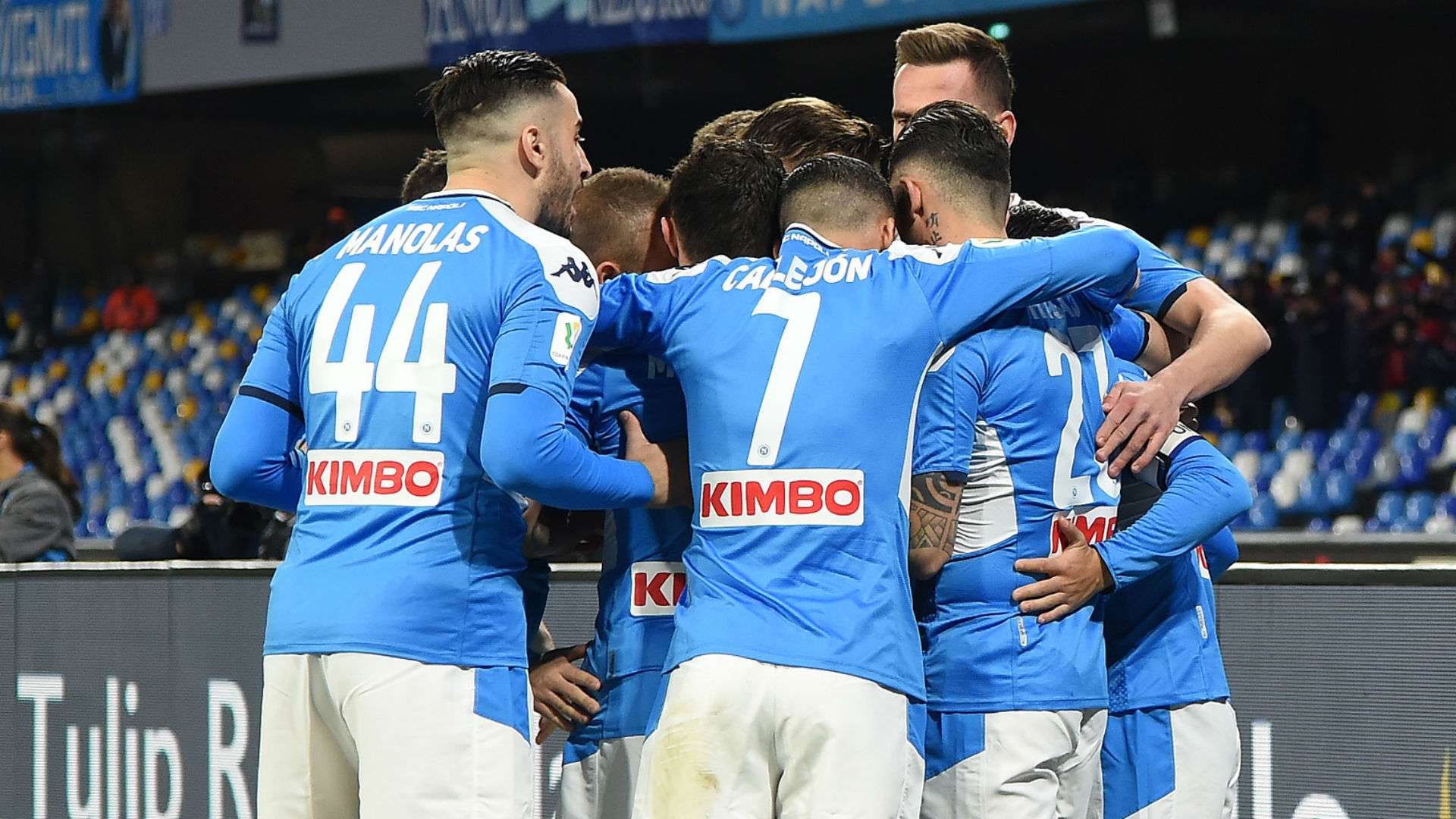 Napoli celebrating Lazio Coppa Italia