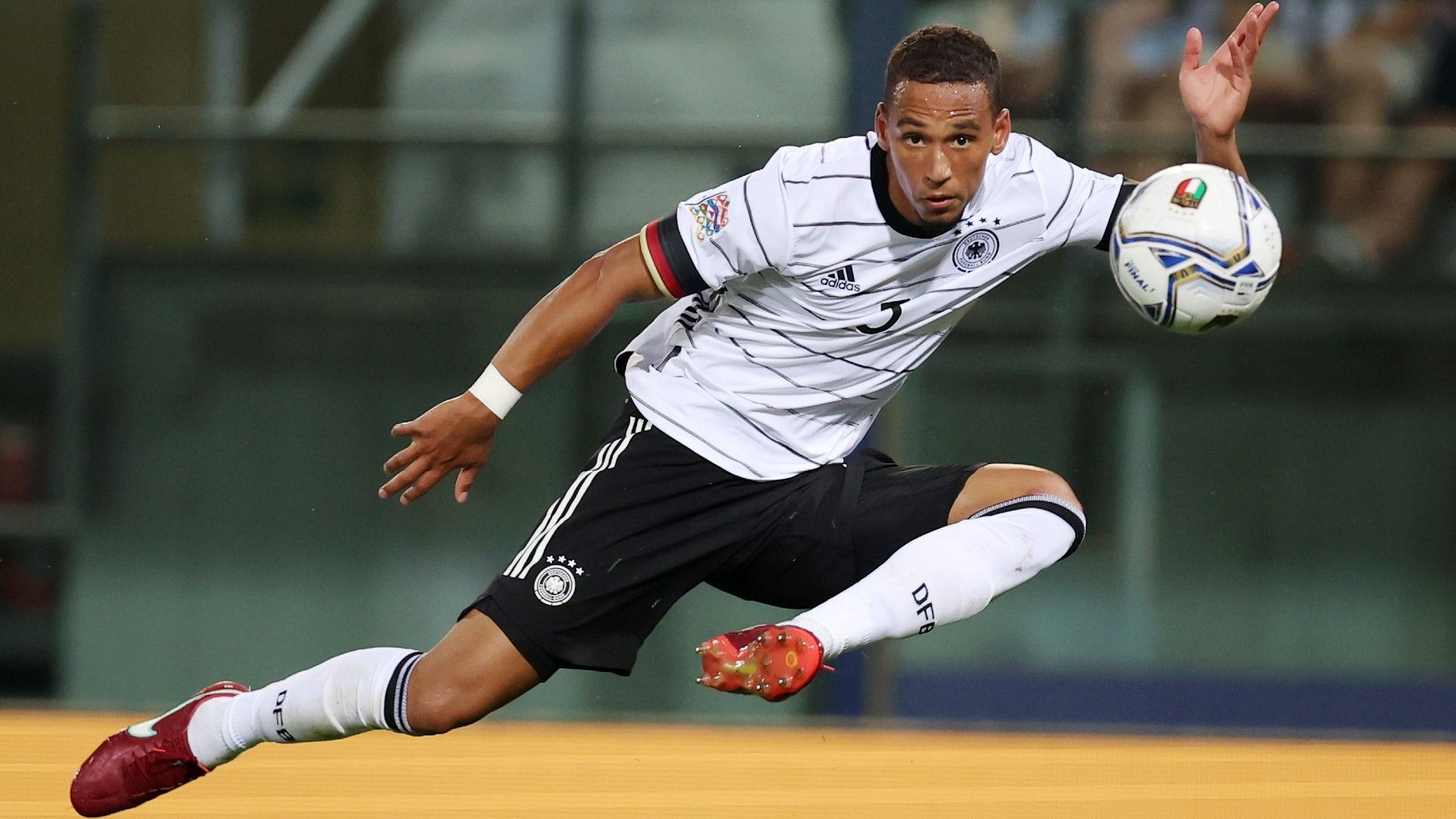 Thilo Kehrer of Germany controls the ball in the air during the UEFA Nations League League A Group 3 match between Italy and Germany 