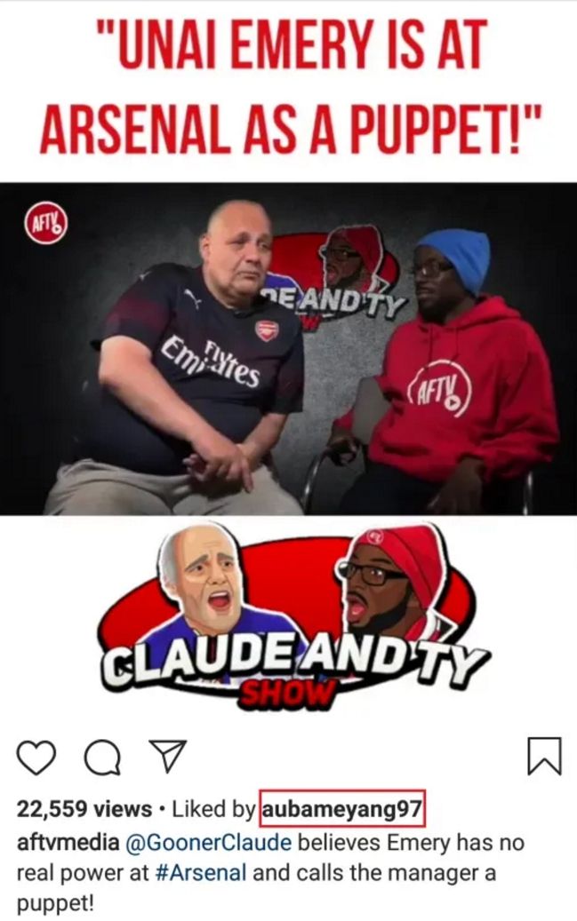 Não usar como capa Aubameyang AFTV