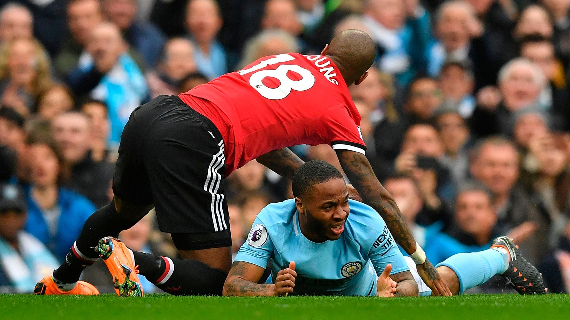 Ashley Young Raheem Sterling Manchester City Manchester United Premier League