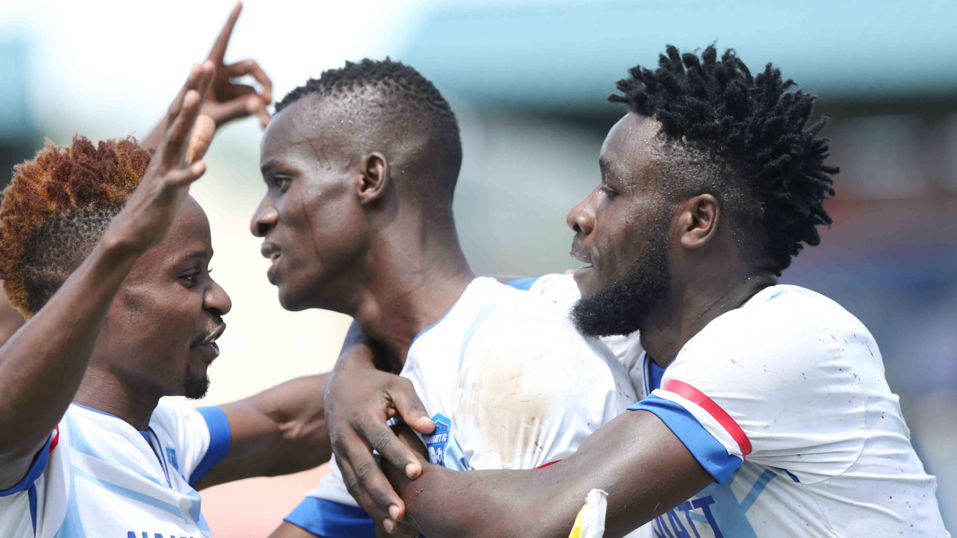 Nakumatt players celebrate v Ulinzi Stars
