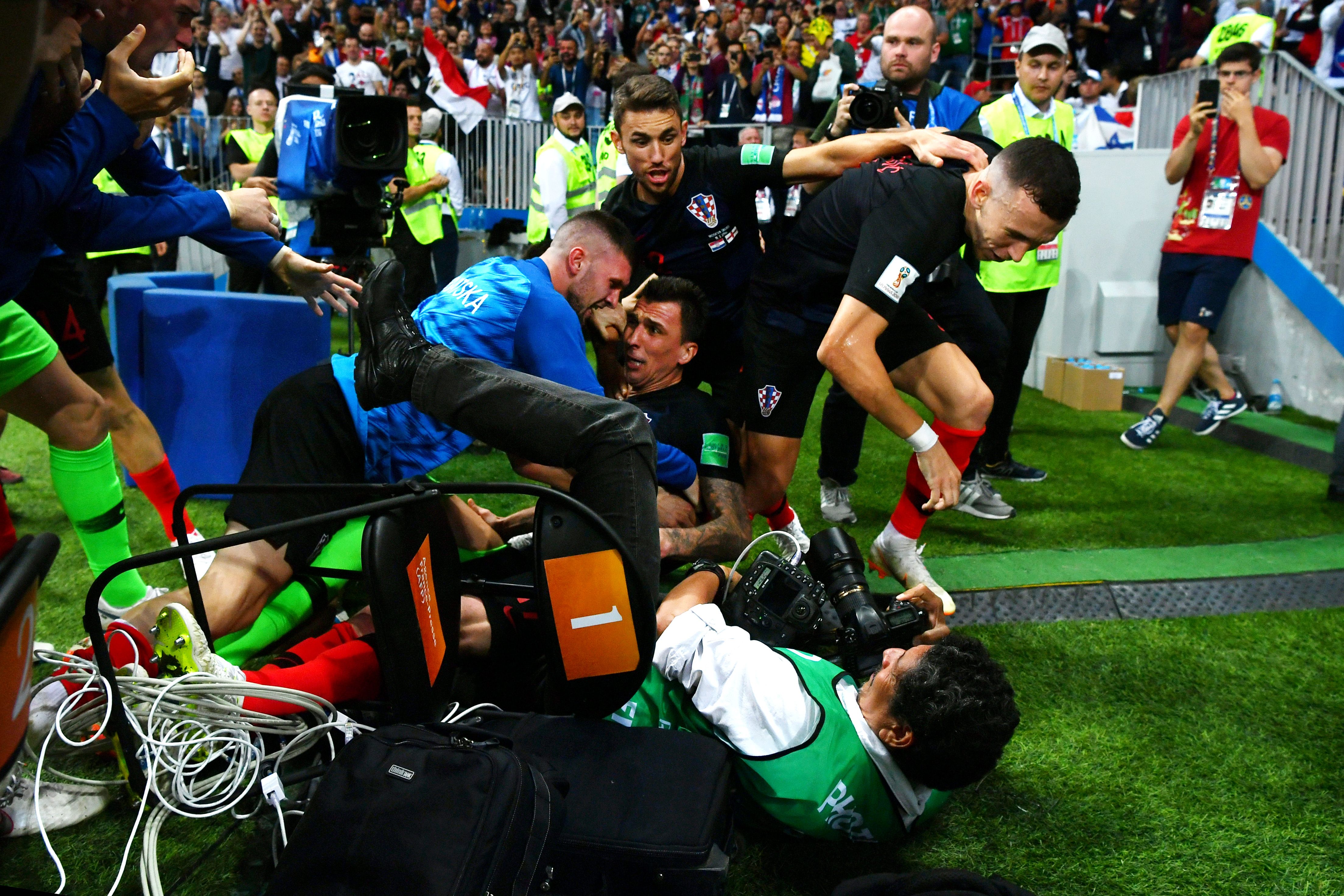 Croatia players celebrating vs England World Cup
