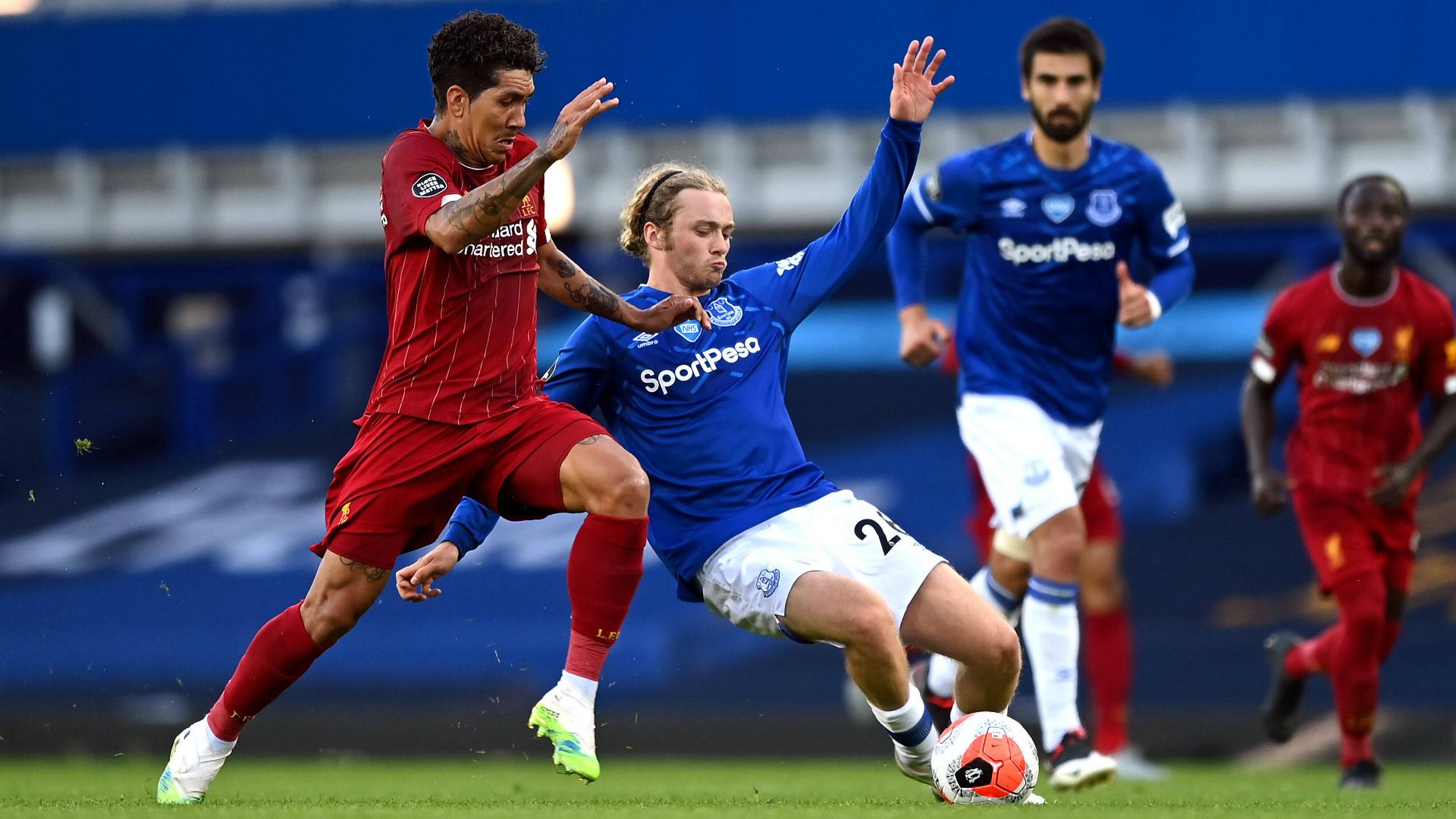 GERMANY ONLY: ROBERTO FIRMINO LIVERPOOL TOM DAVIES EVERTON PREMIER LEAGUE 21062020