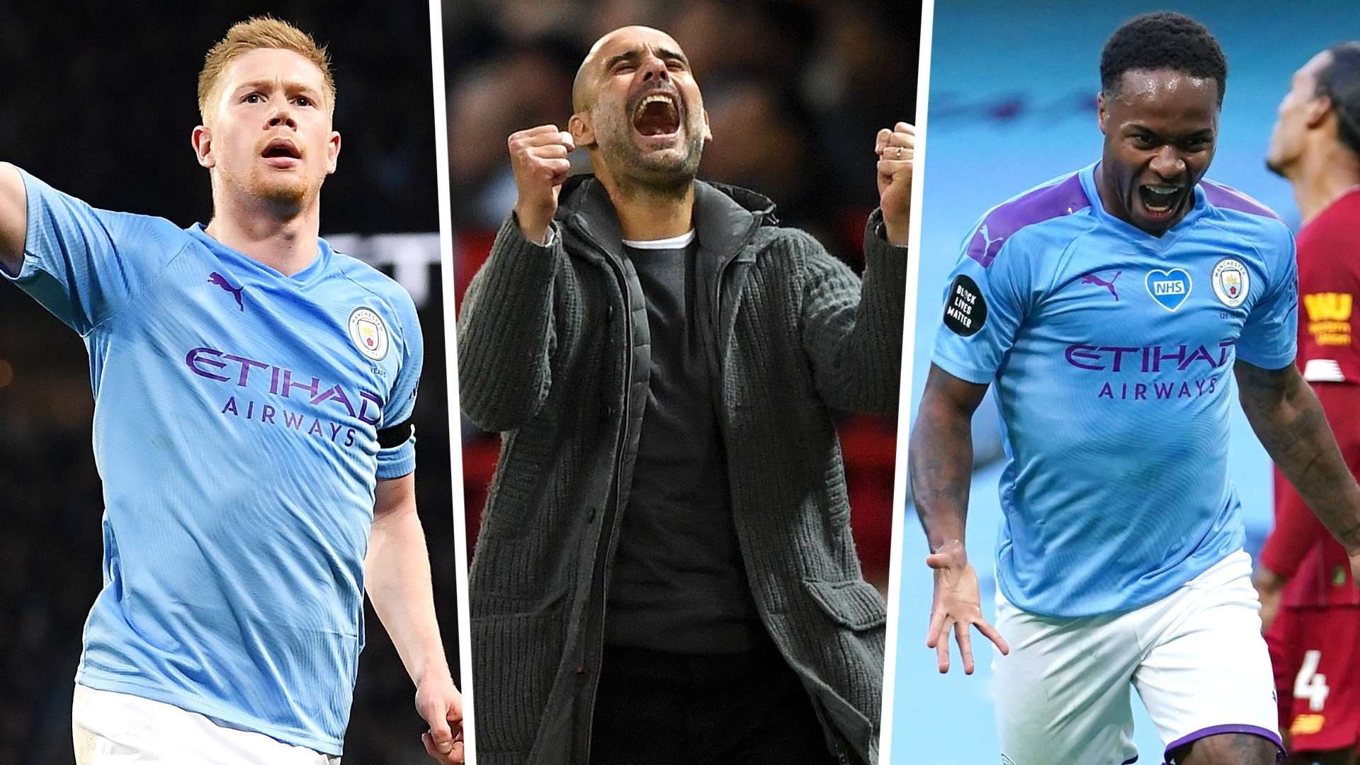 Kevin De Bruyne Pep Guardiola Raheem Sterling GFX Manchester city