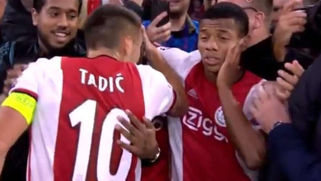 Ajax UEFA Champions League Dusan Tadic slapping David Neres