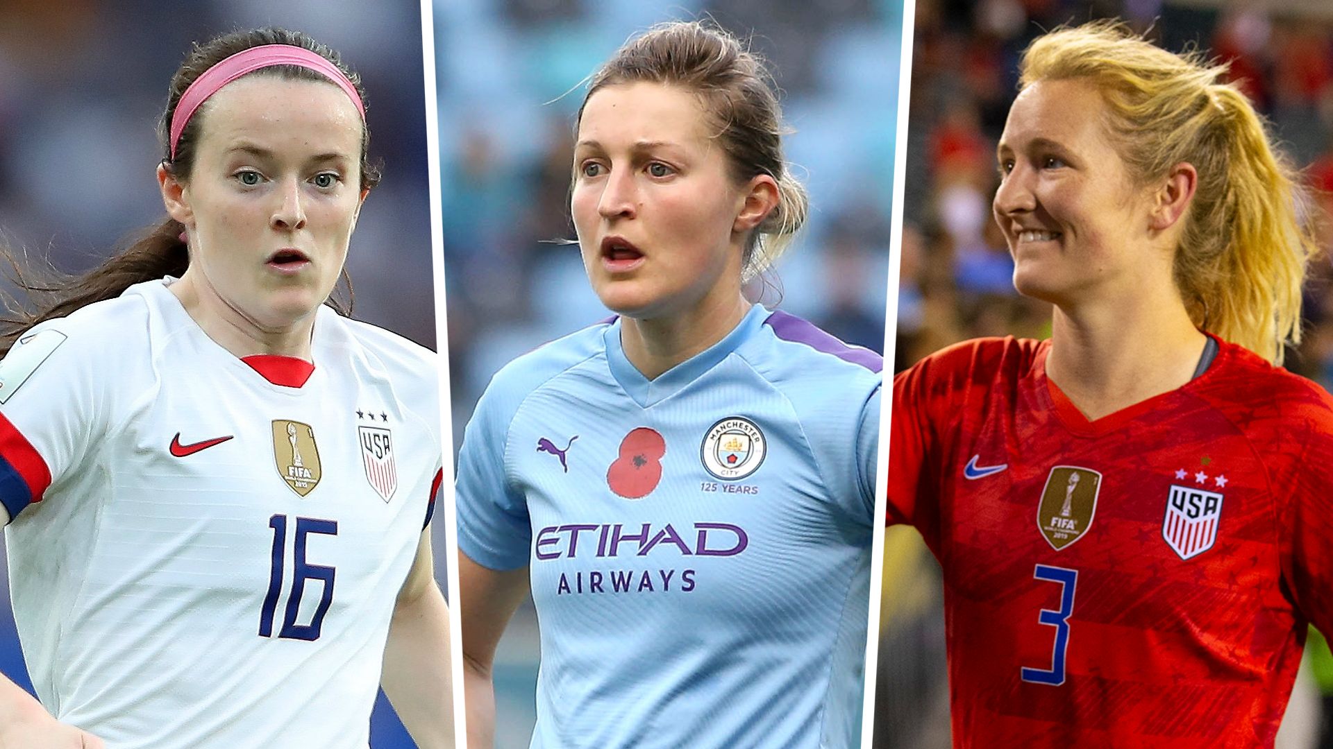 Rose Lavelle Ellen White Sam Mewis Man City Women split